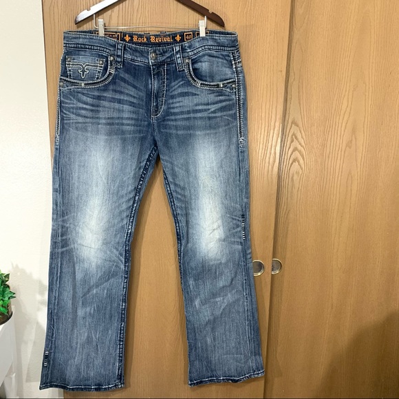ROCK REVIVAL Ewald Boot Men’s 5 Pocket Jeans Blue